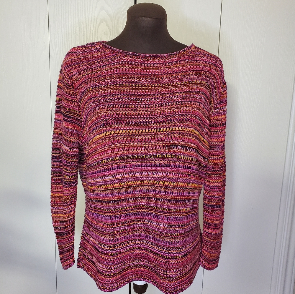 Talbots M black brown knit sweater 100% cotton